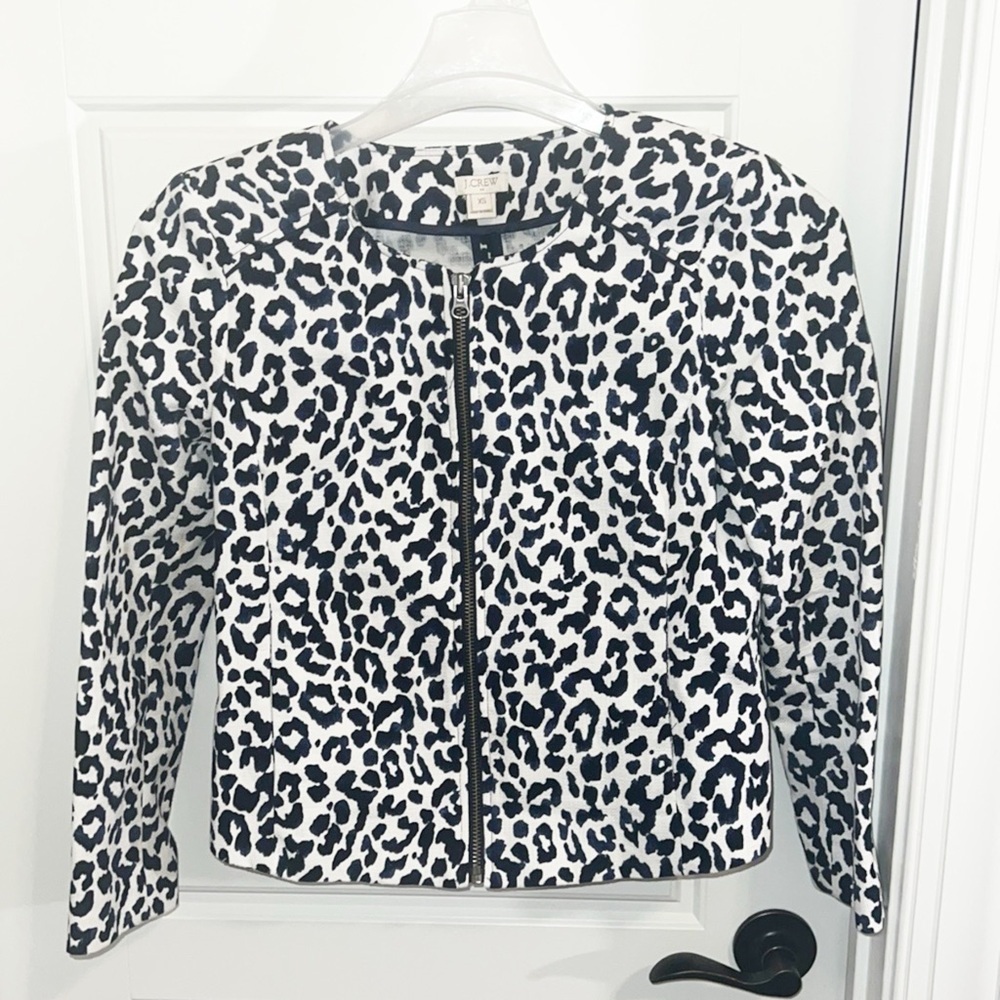 J Crew Zip Up Navy Blue Blazer XS
